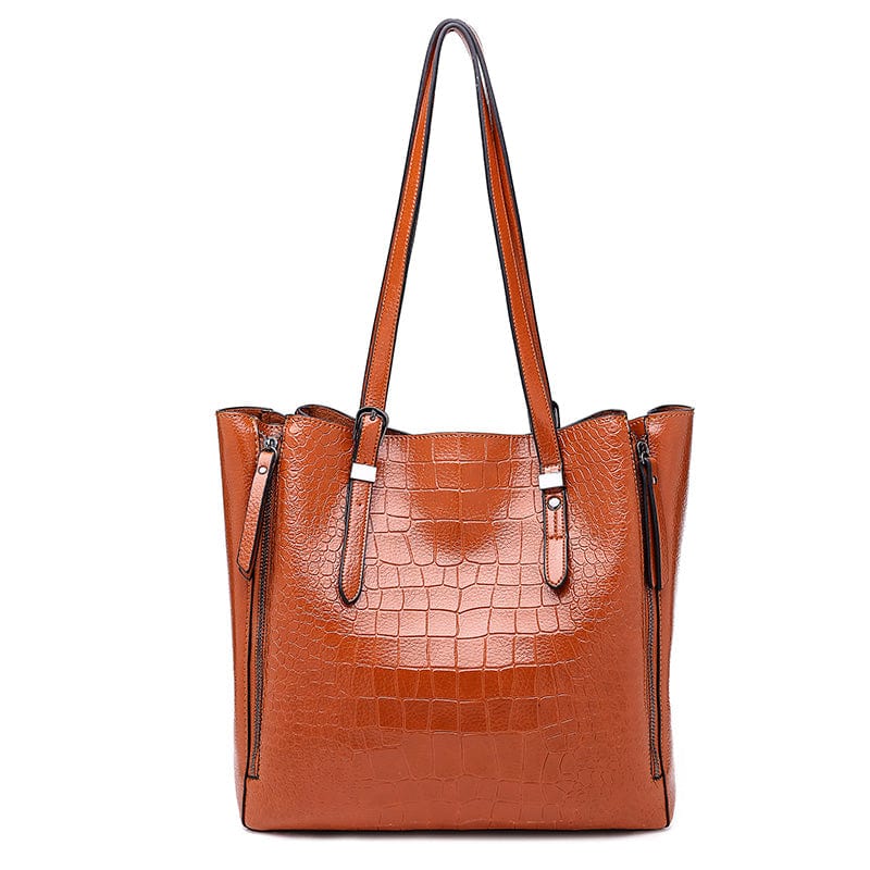 high quality pu tote bags women large shoulder vintage bag embossed crocodile pattern ladies leather tote bags