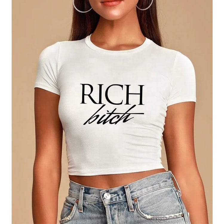 High Quality Round Collar Customized Printed Crop Top   Lady 100% Polyester Women Cropped T-shirt