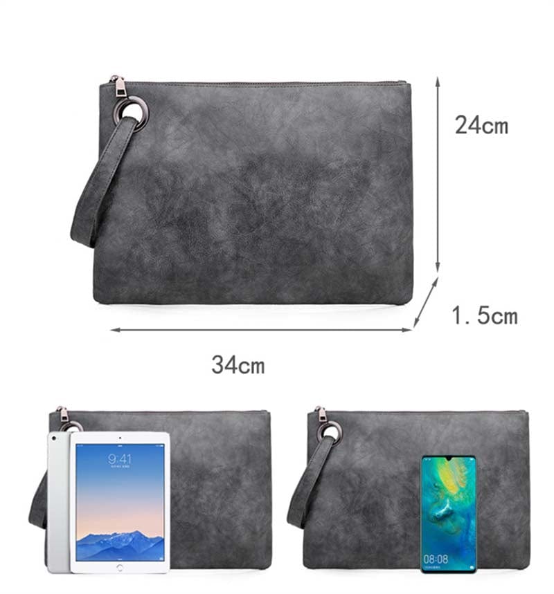 High Quality Solid Women Oversized Everyday Clutch Bags Vegan Leather Envelope Evening Wristlet Handbag