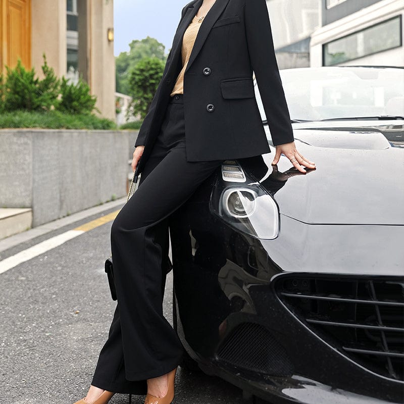 High-quality two-Piece Suit Set Simple White Red Business Suit Blazer Office Lady Women Jacket and Wide Leg Trouser
