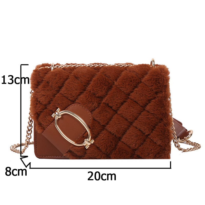 High Quality Winter Fashion Chain Shoulder Purses Small Flap Crossbody Bags for Women Soft Plush Handbags