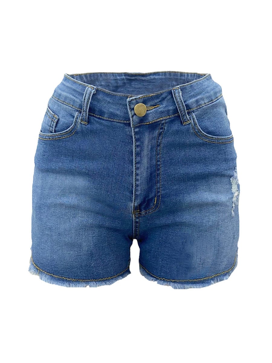 High Stretchy Skinny Jeans Women 2022 Summer Hot Selling Button Fly Ripped Jeans Women Cotton Jean Shorts