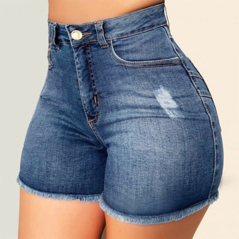High Stretchy Skinny Jeans Women 2022 Summer Hot Selling Button Fly Ripped Jeans Women Cotton Jean Shorts