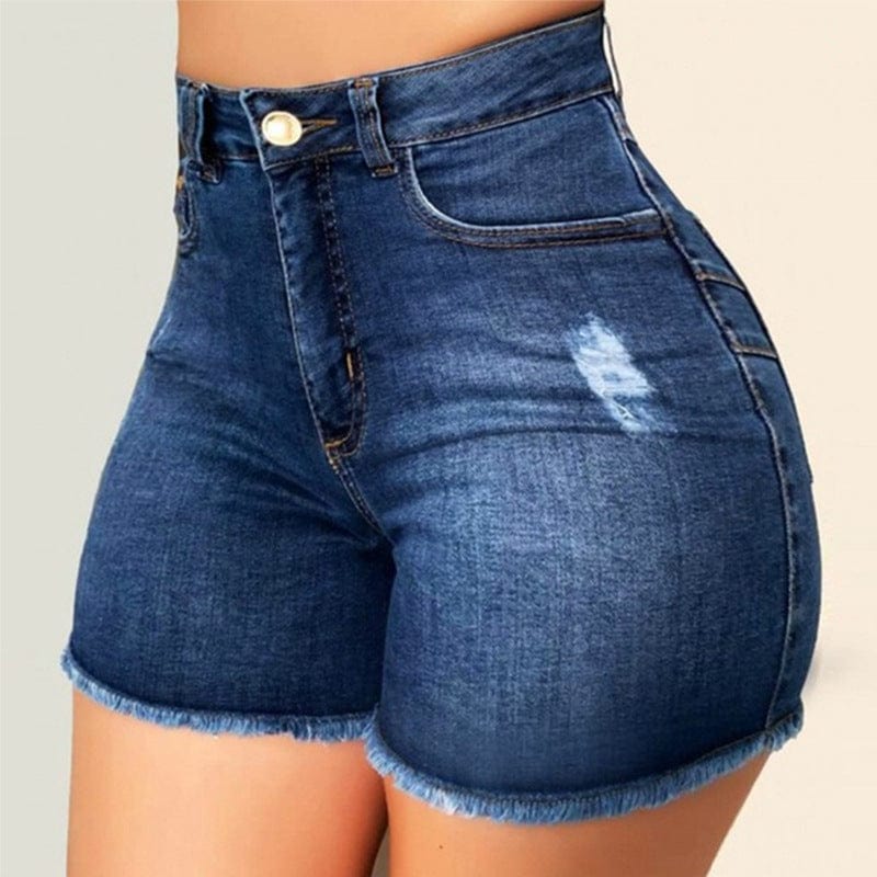 High Stretchy Skinny Jeans Women 2022 Summer Hot Selling Button Fly Ripped Jeans Women Cotton Jean Shorts