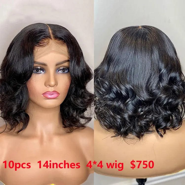 Highknight 4*4 Lace Closure Wigs Bob Wig Human Hair Brazilian Hair With Pre Plucked Bleached Knots Natual Color Wigs