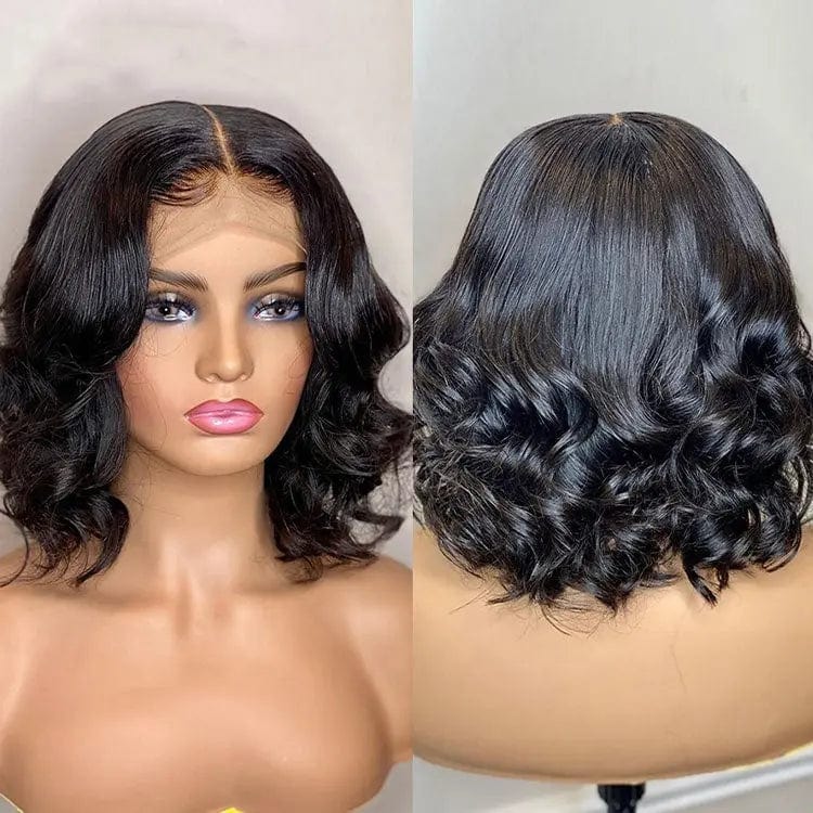 Highknight 4*4 Lace Closure Wigs Bob Wig Human Hair Brazilian Hair With Pre Plucked Bleached Knots Natual Color Wigs