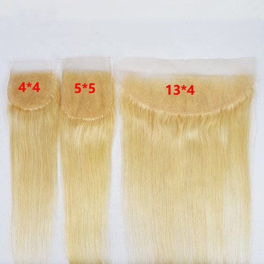 Highknight Single Knots Virgin Hair 613 Blond Color Swiss Lace 4*4 5*5 6*6 HD Lace Closure 13x4 13x6 Lace Frontal Closure