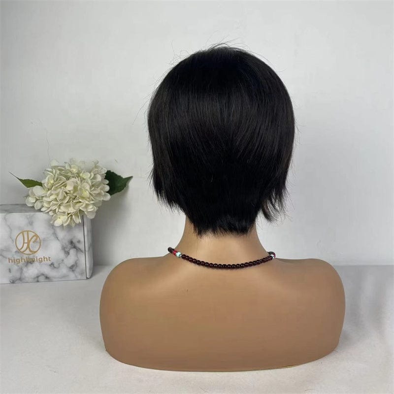 Highknight Transparent Lace Front Brazilian Human Hair Wigs Short Pixie Cut Wig For Women Pre Plucked Short Pixie Human Hair Wig
