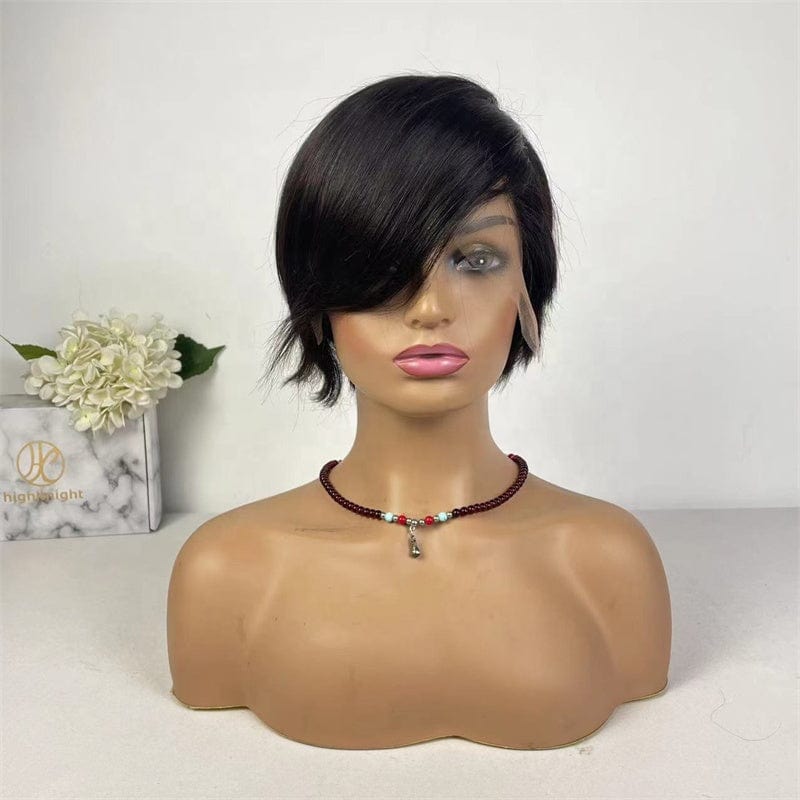 Highknight Transparent Lace Front Brazilian Human Hair Wigs Short Pixie Cut Wig For Women Pre Plucked Short Pixie Human Hair Wig