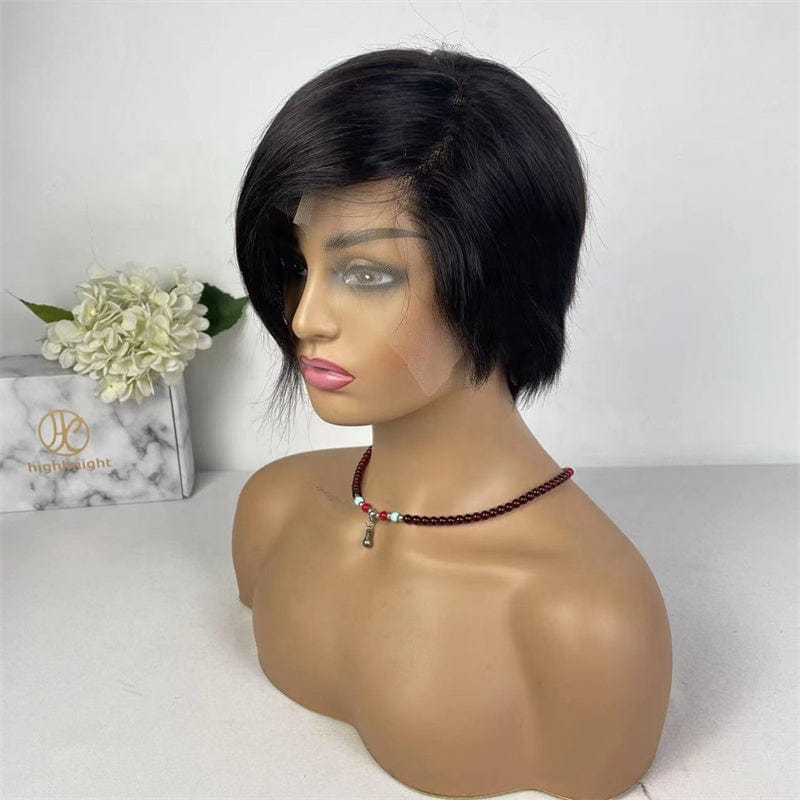 Highknight Transparent Lace Front Brazilian Human Hair Wigs Short Pixie Cut Wig For Women Pre Plucked Short Pixie Human Hair Wig