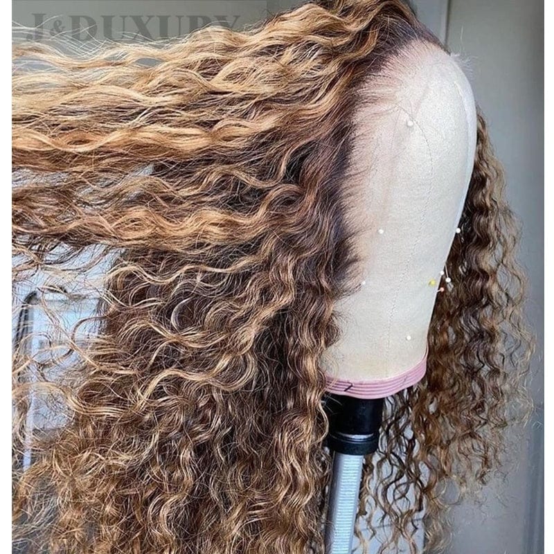 highlight 4/27 piano color water wave 40 inch human hair full lace front wig hd brazilian full lace human hair wigs