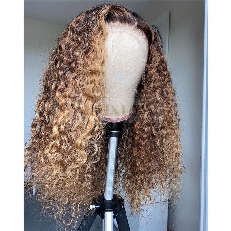highlight 4/27 piano color water wave 40 inch human hair full lace front wig hd brazilian full lace human hair wigs