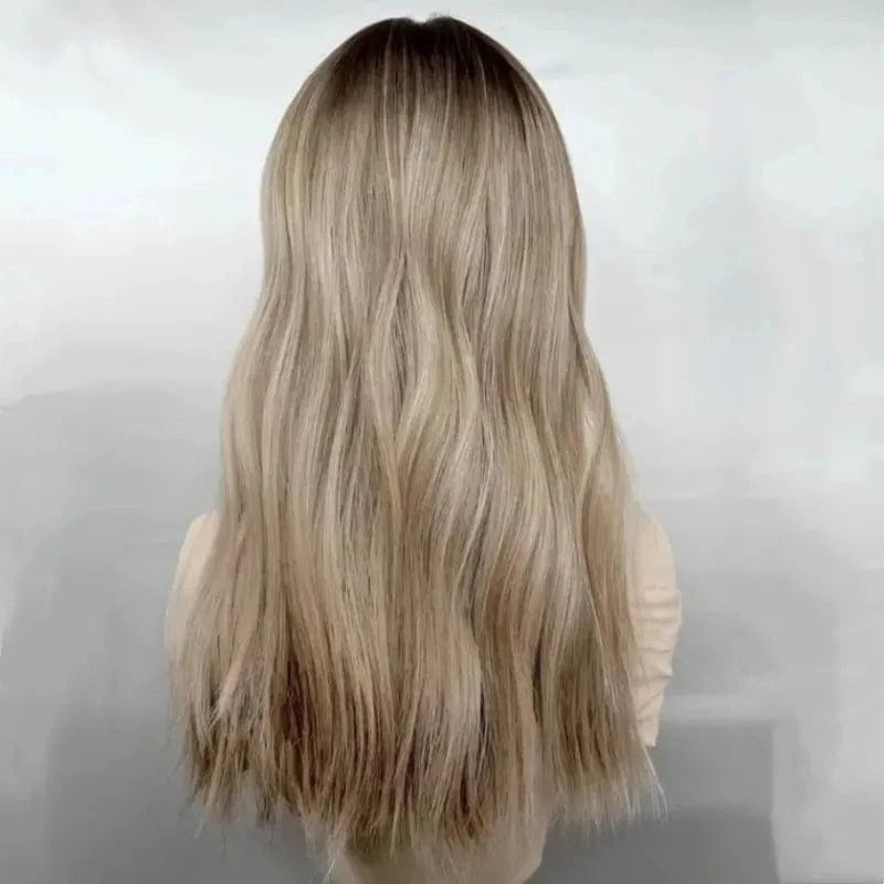 Highlight Ash Blonde Human Hair Wigs Natural Wave Ombre Blonde Colored HD Transparent Lace Front Wigs Glueless European Lace Wig