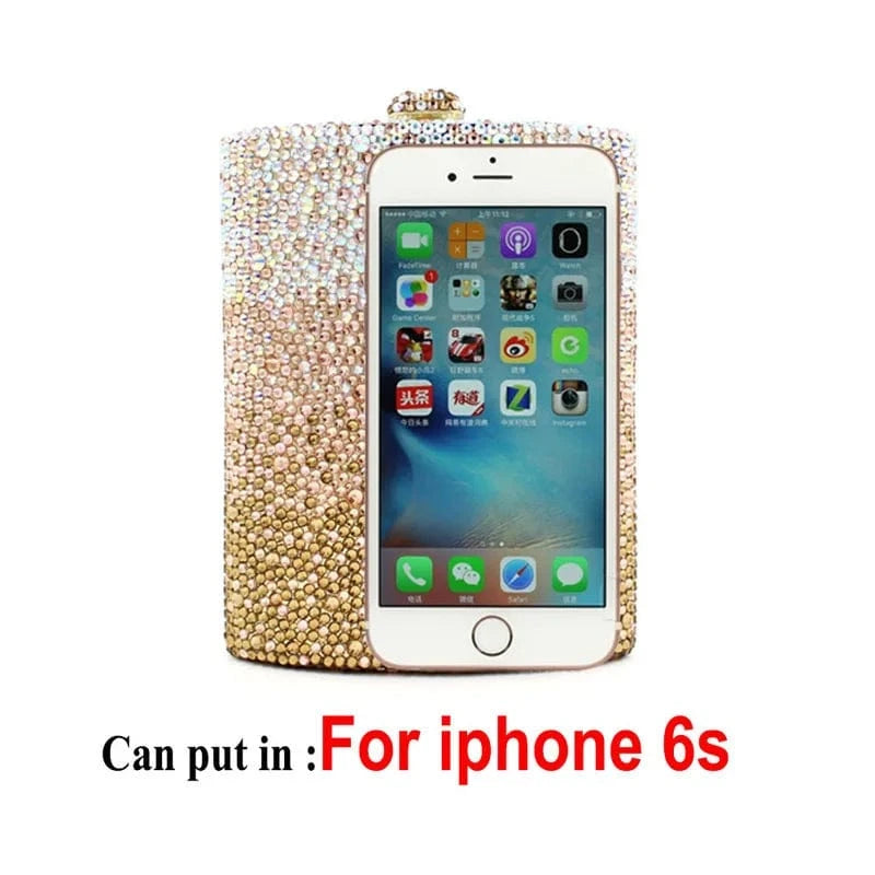 Hip flask-shaped Rhinestone bag Crystal full diamond Purse Banquet clutch bags for women luxury wedding