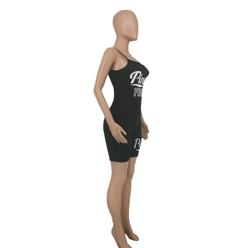 Holiday Style Drop shipping Letter Print Straps Short Rompers