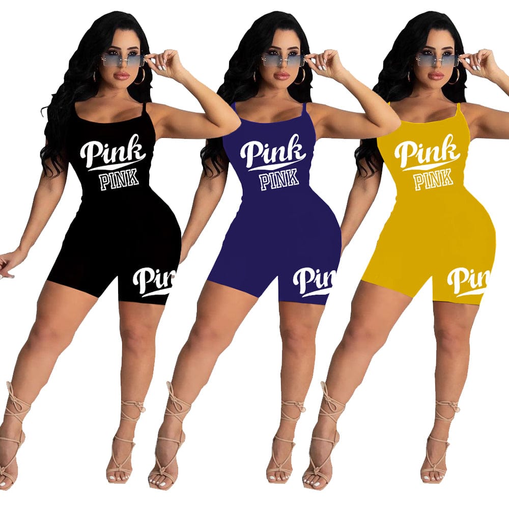 Holiday Style Drop shipping Letter Print Straps Short Rompers