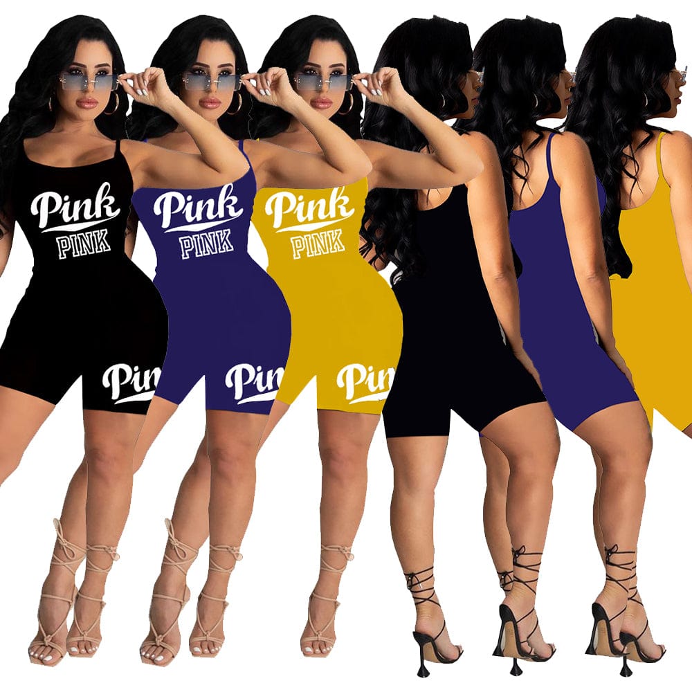 Holiday Style Drop shipping Letter Print Straps Short Rompers