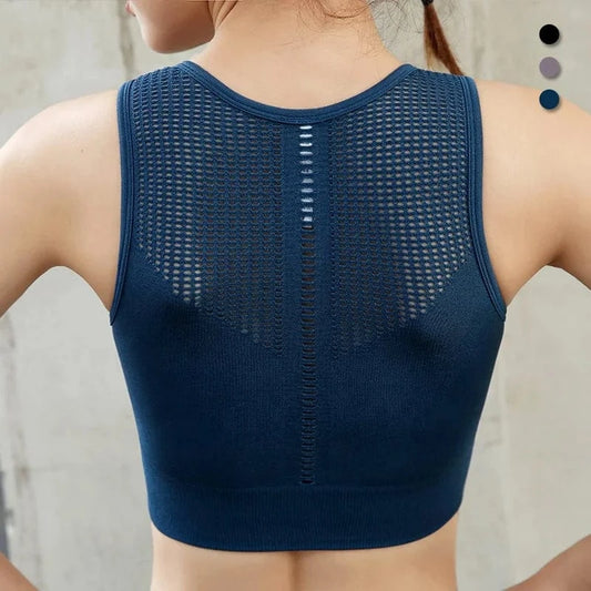 Hollow Mesh Beauty Back Stretch Plus Size Sujetador Deportivo Seamless Wirefree Running Sports Bras Fitness Yoga Bra For Womens