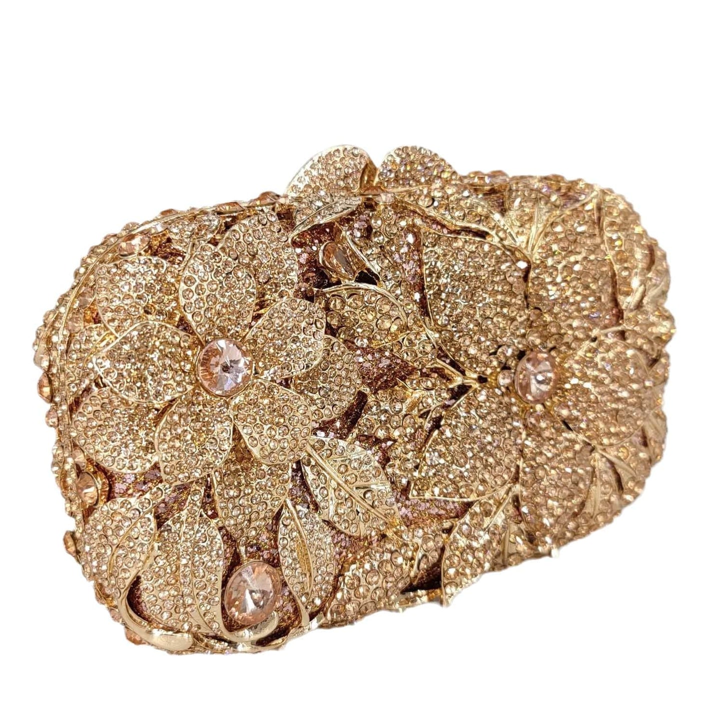 Hollow Out Diamond Handbag Woman's Crystal Evening Bags Luxury Metal Frame Flower Clutch Bag Purse for Female