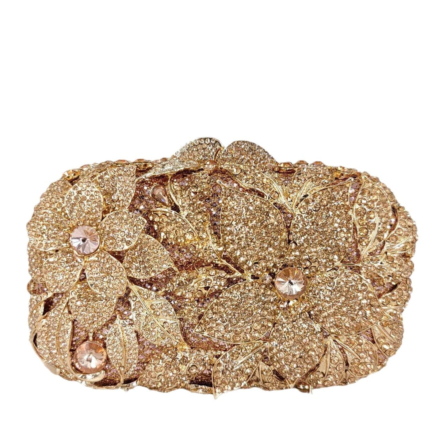 Hollow Out Diamond Handbag Woman's Crystal Evening Bags Luxury Metal Frame Flower Clutch Bag Purse for Female