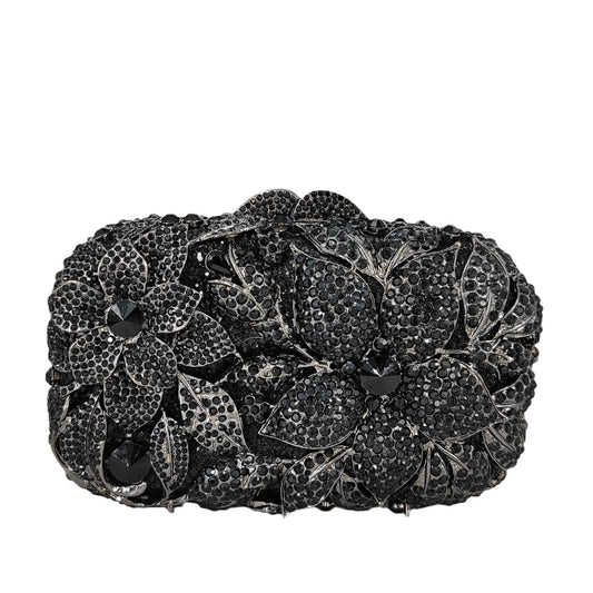 Hollow Out Diamond Handbag Woman's Crystal Evening Bags Luxury Metal Frame Flower Clutch Bag Purse for Female