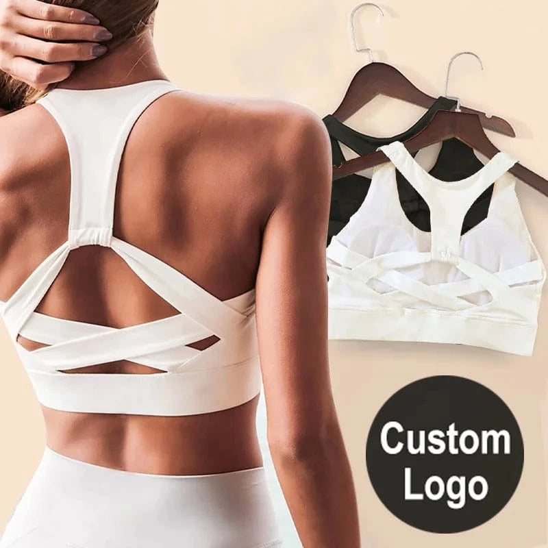 Hollow Stretch Fit Wirefree Sujetador Deportivo Running Workout Gym Fitness Yoga Bra High Impact Backless Sports Bras For Womens