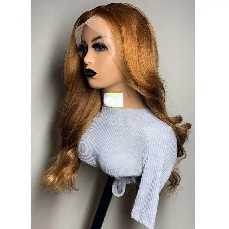 Honey Blonde Color Loose Wave Brazilian Remy Cuticle Aligned 100% Human Hair Lace Front Wig