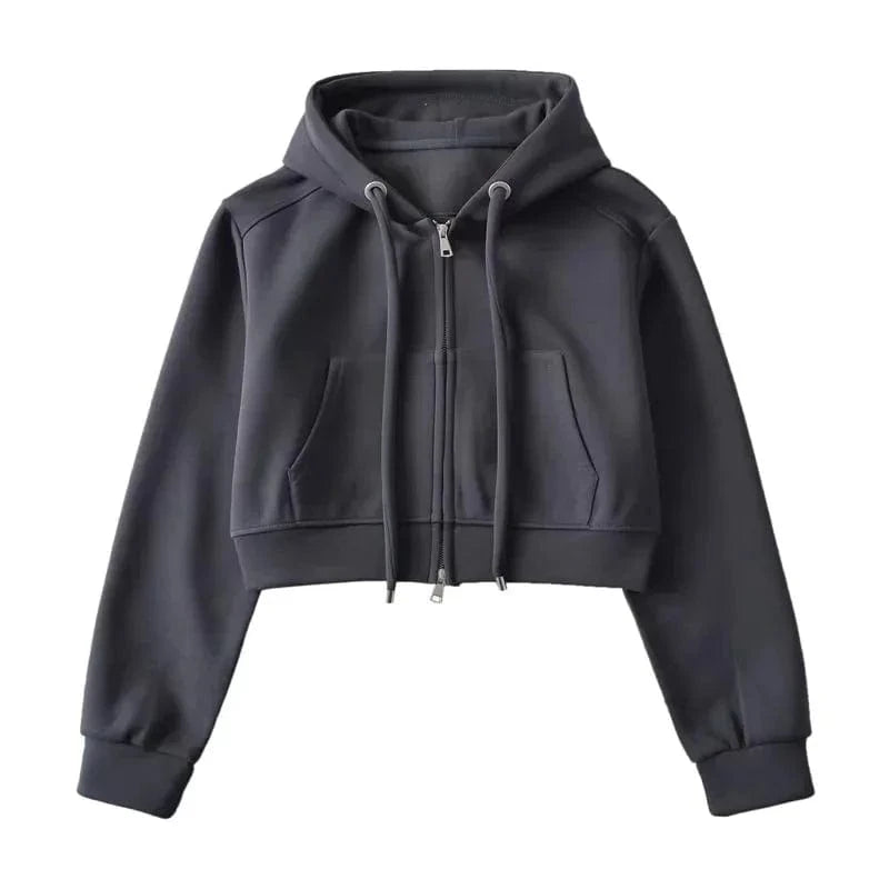 Hoodie Manufactures High quality custom Crop Zip up hoodies for women comfy cotton new style sweatshirt