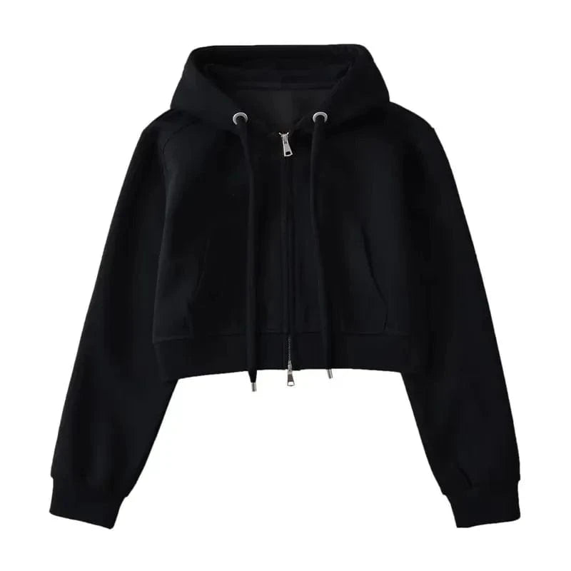 Hoodie Manufactures High quality custom Crop Zip up hoodies for women comfy cotton new style sweatshirt