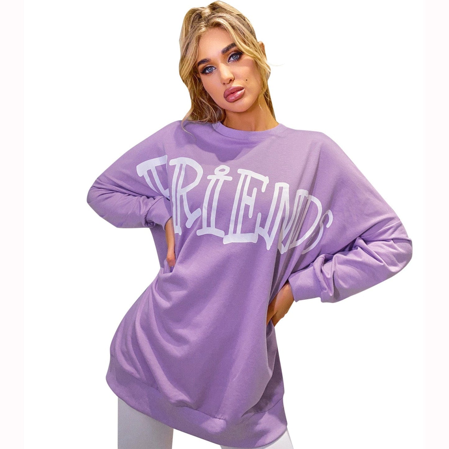 hoodies Purple Color Oversized Sweatshirts for Women