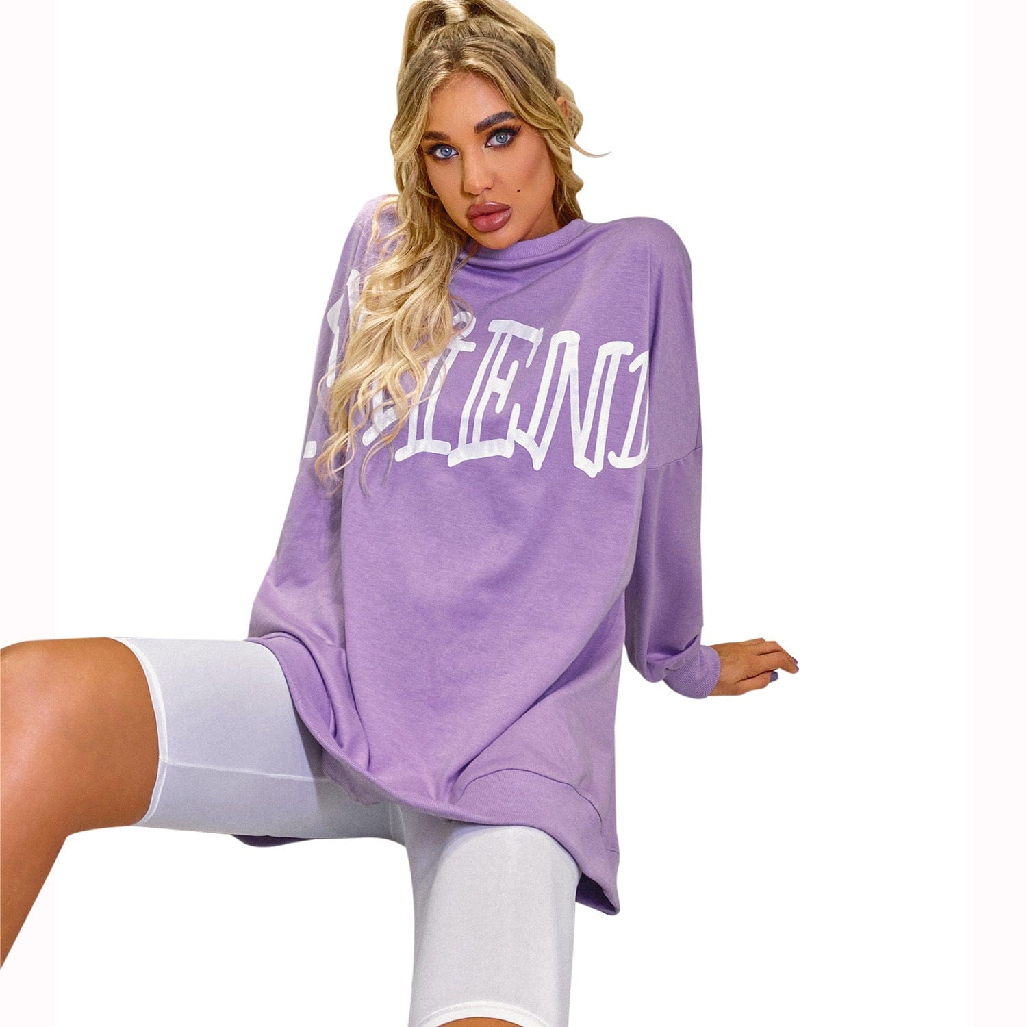 hoodies Purple Color Oversized Sweatshirts for Women
