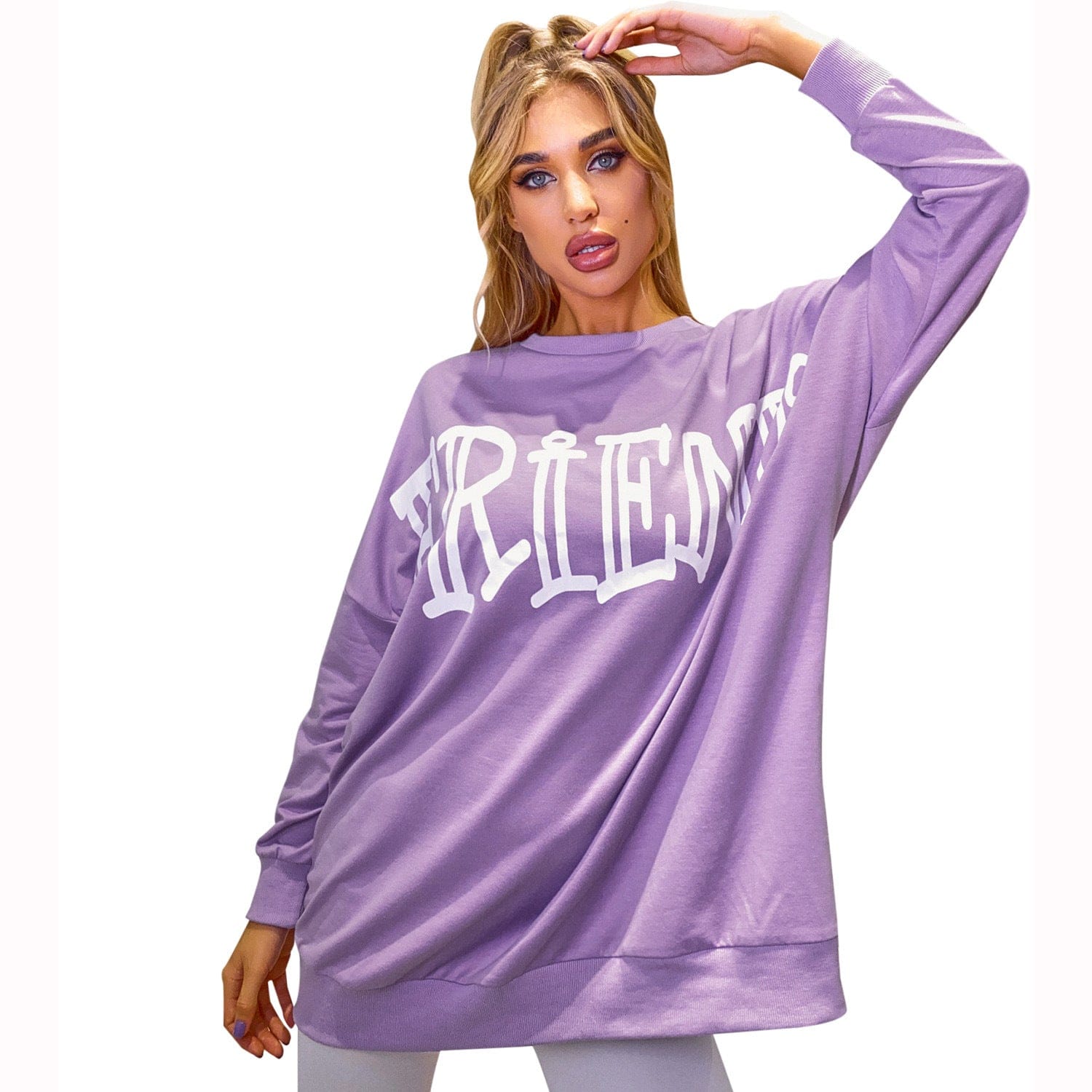 hoodies Purple Color Oversized Sweatshirts for Women