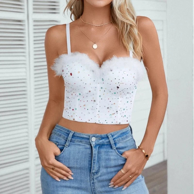 Hot Products Handmade Colorful Shiny Nightclub Sexy Corset Bustier Top Dancing Sexy Bra Women