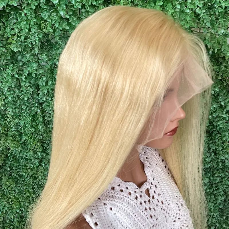 Hot sale 130% 150% Density 100% raw human one donor hair 613 Blonde Transparent full Lace Wig