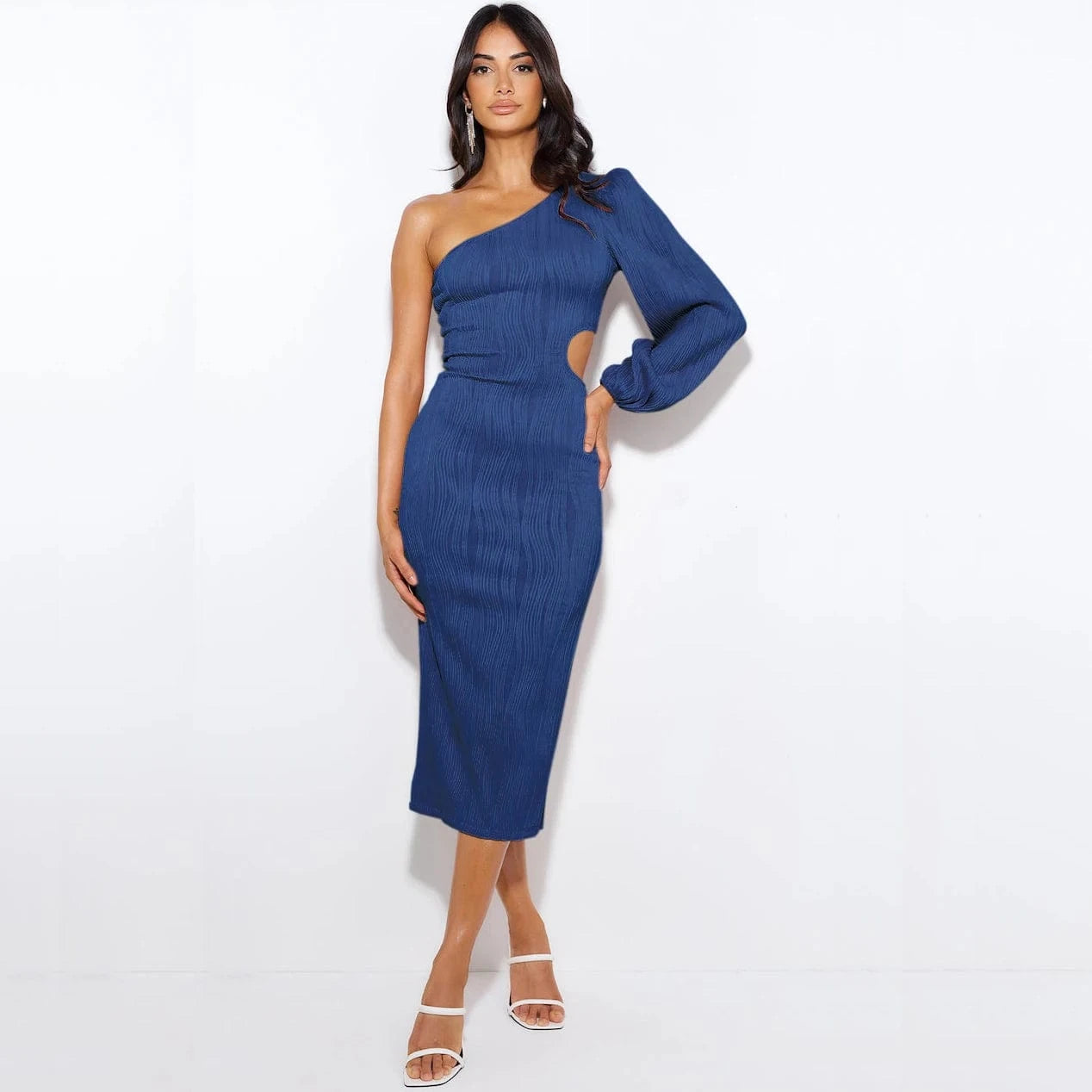 Hot Sale Cocktail Single Sleeve Sexy Lady Formal Bodycon Evening Dresses Elegant Classy Women Party Dress