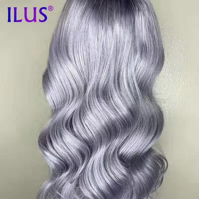 Hot Sale Free Shipping 13x4 Lace Front Human Hair Wigs For Black Women 30Inch Body Wave Silver Gray Colored HD Lace Frontal Wigs