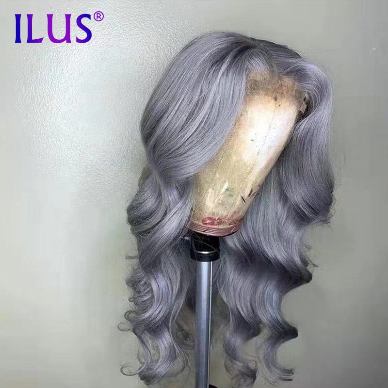 Hot Sale Free Shipping 13x4 Lace Front Human Hair Wigs For Black Women 30Inch Body Wave Silver Gray Colored HD Lace Frontal Wigs
