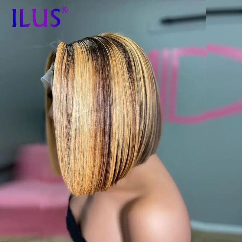 Hot Sale Free Shipping 4/27 Highlight Colored Straight Bob Wigs Lace Front Human Hair Wigs For Black Women HD Lace Frontal Wigs
