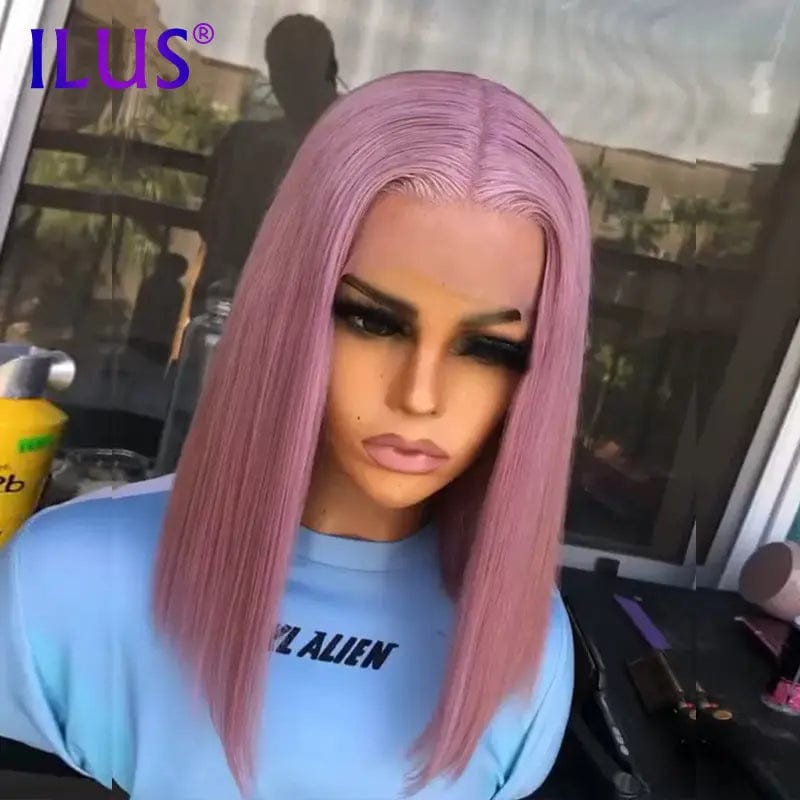 Hot Sale Free Shipping Bob Wig Straight Purple /T4/613 Pink Colored 150 HD Lace Front Human Hair Wigs For Black Women Human Hair