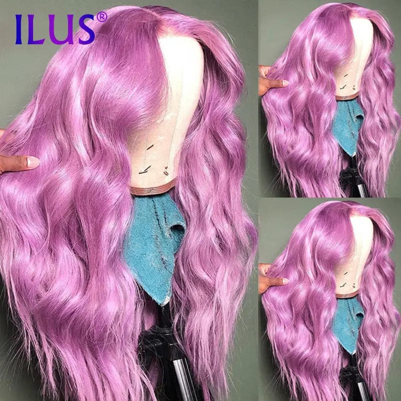 Hot Sale Free Shipping Body Wave Pink/Purple/Mint Green Colored Lace Front Human Hair Wigs For Black Women HD Lace Frontal Wigs