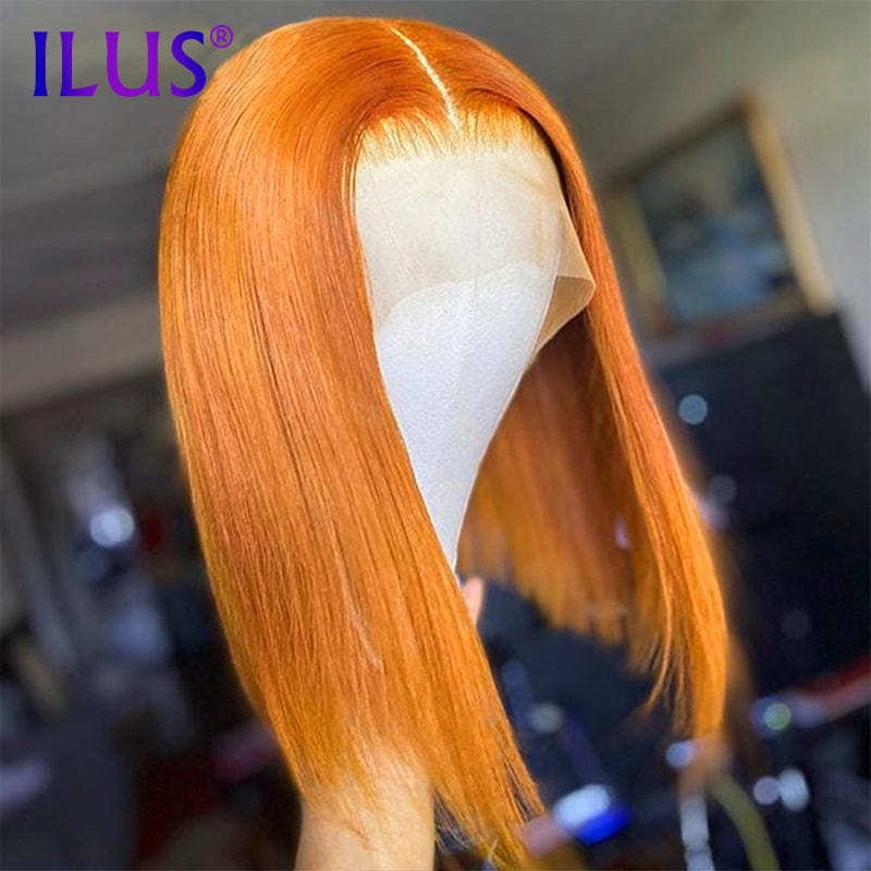 Hot Sale Free Shipping Short Bob Wigs Straight Orange Ginger Colored HD Lace Front Human Hair Wigs For Black Women Human Hair