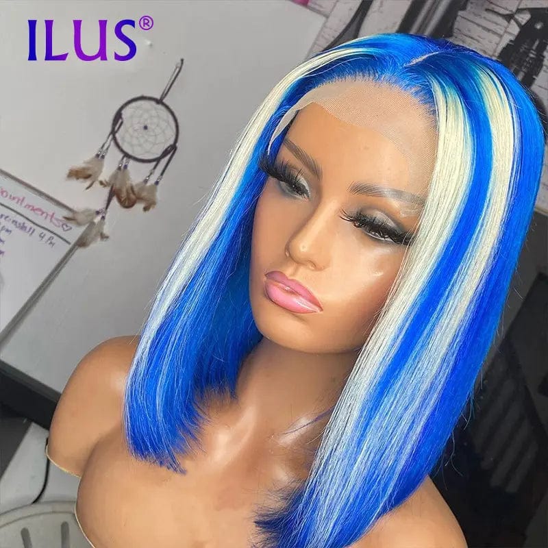 Hot Sale Free Shipping Straight Colored Short Bob Wigs Pink/Purple/Bule/Red Lace Front Human Hair Wigs For Black Women Brazilian