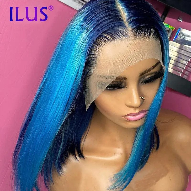 Hot Sale Free Shipping Straight Colored Short Bob Wigs Pink/Purple/Bule/Red Lace Front Human Hair Wigs For Black Women Brazilian