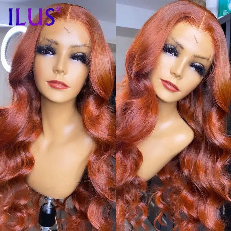 Hot Sale Free Shipping Wigs Orange Ginger Color Loose Wave HD Transparent Lace Front Human Hair Wigs For Black Women Human Hair