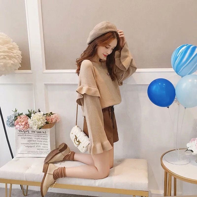 Hot Sale High Quality V-Neck Woman Loose Sweet Winter Thick Sweater Lady Knitting Pullover Fashion Jumpers For Spring