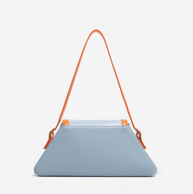 Hot Sale Luxury Designer Faux Leather Triangle Shape Shoulder Bags In Orange Croc For Women