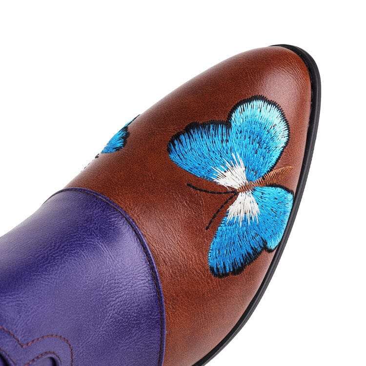 Hot Sale New Style Fashion Design Western European Low Stacked Block Heel Outdoor Decorative Women Cowgirl Shoes Boots