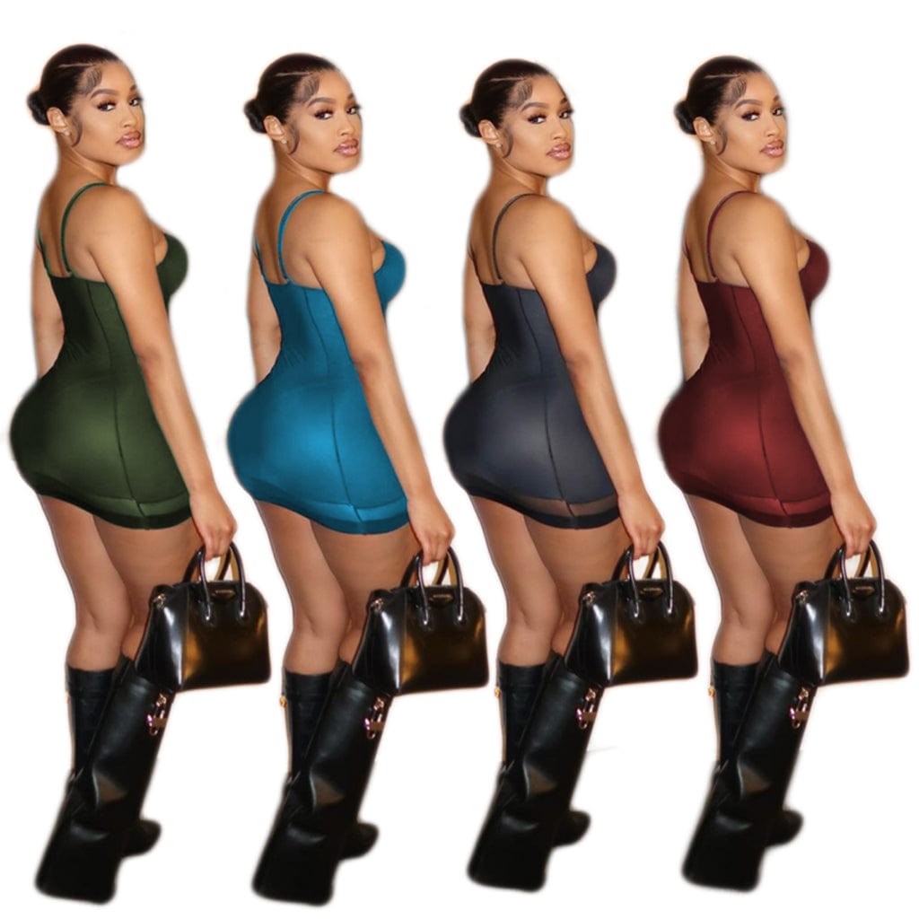 Hot sale suspender mesh stitching sexy fashion ladies dress