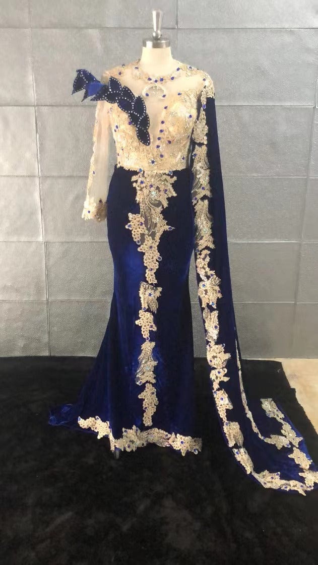 Hot sale velvet luxury with diamonds ladies evening dress new sequins Lace gorgeous prom dress
