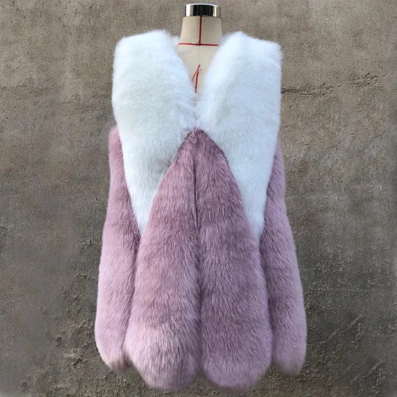 Hot Sale Winter Thick Warm Fake Fur Vests Coat Women Faux Fox Fur Vest Midum Long Coats Waistcoat Female Jacket